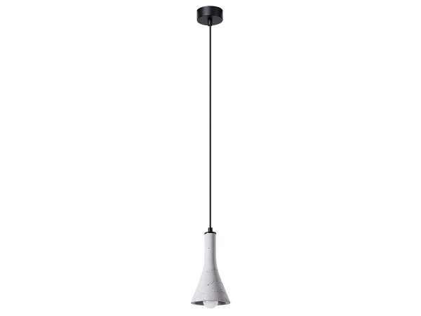 Wisząca lampa LED z kloszem z betonu i czarną podsufitką