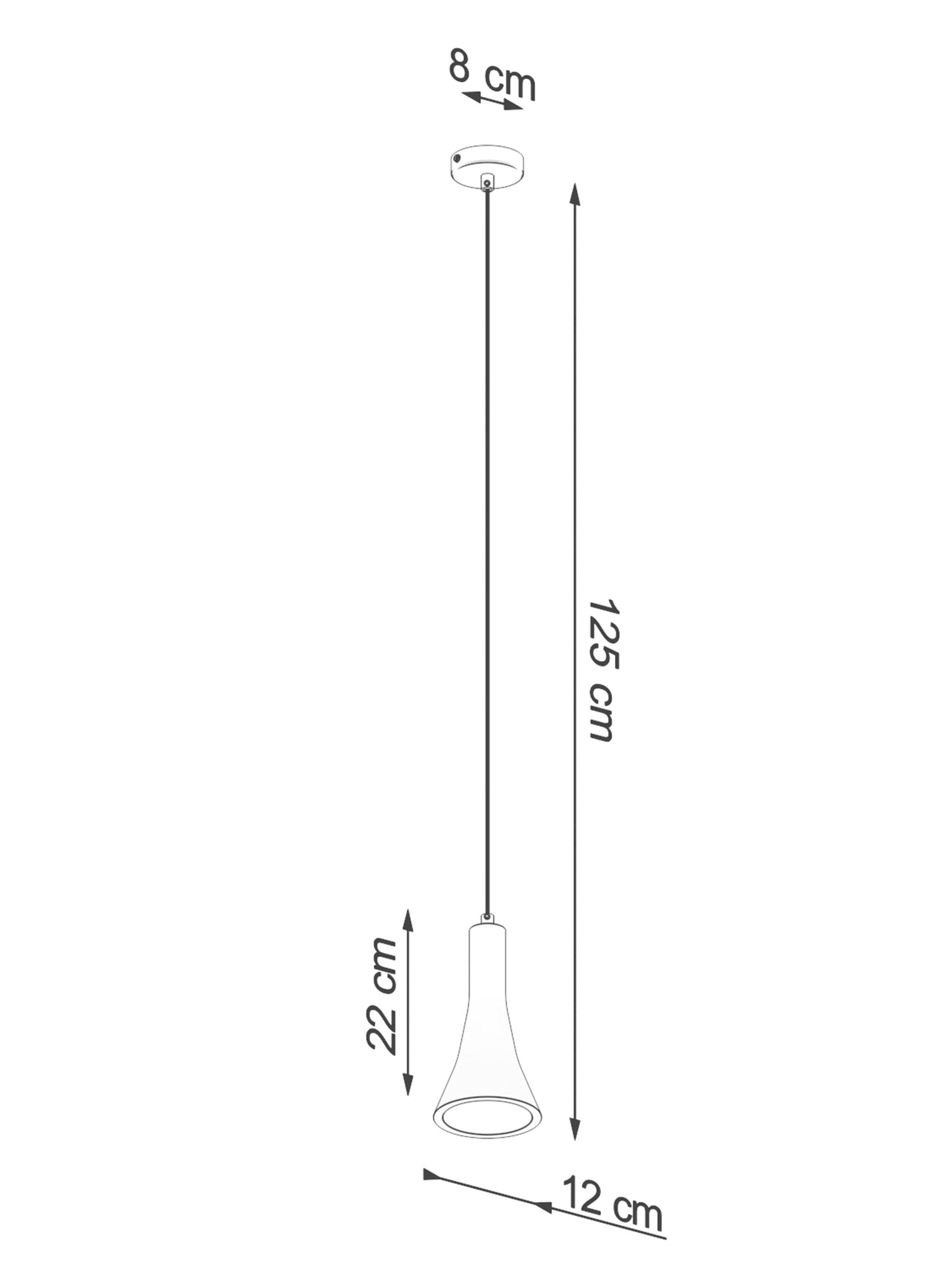 Rysunek techniczny lampy z betonowym kloszem, wysokość 125 cm Rysunek techniczny lampy z betonowym kloszem, wysokość 125 cm