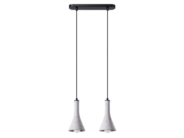 Designerska lampa sufitowa z czarną listwą i betonowymi kloszami