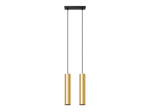 Lampa wisząca LED z dwoma cylindrami złotymi, styl glamour