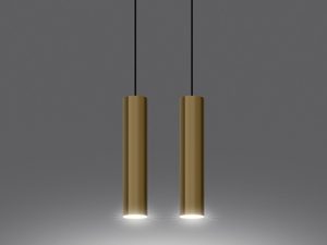 Miniaturka 3 - Dwie złote lampy wiszące LED w nowoczesnym wnętrzu