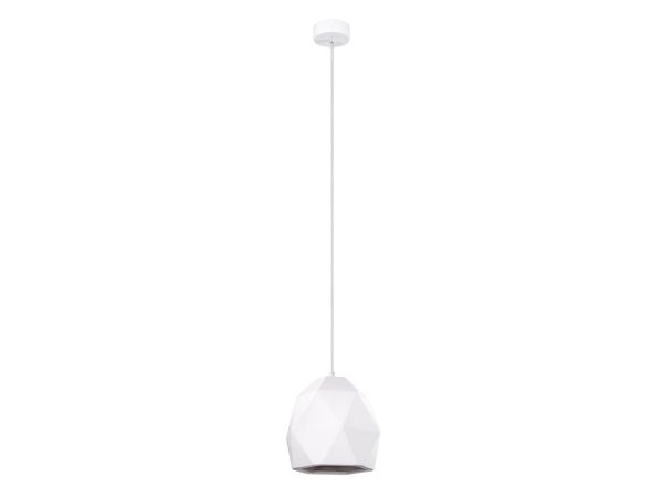 Geometryczna lampa z matowym białym wykończeniem, styl nowoczesny