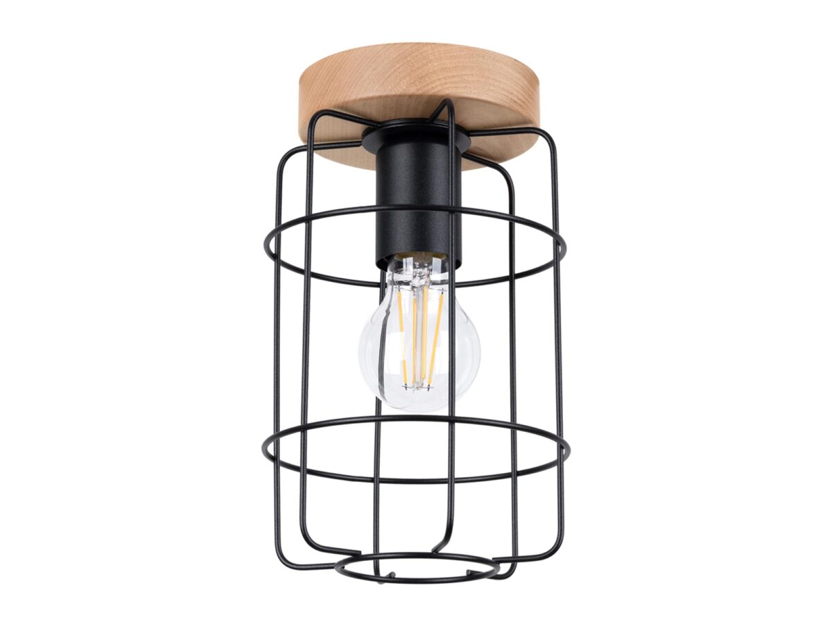 Minimalistische Deckenleuchte Stahl Holz 15x15x25 cm VIVICA
