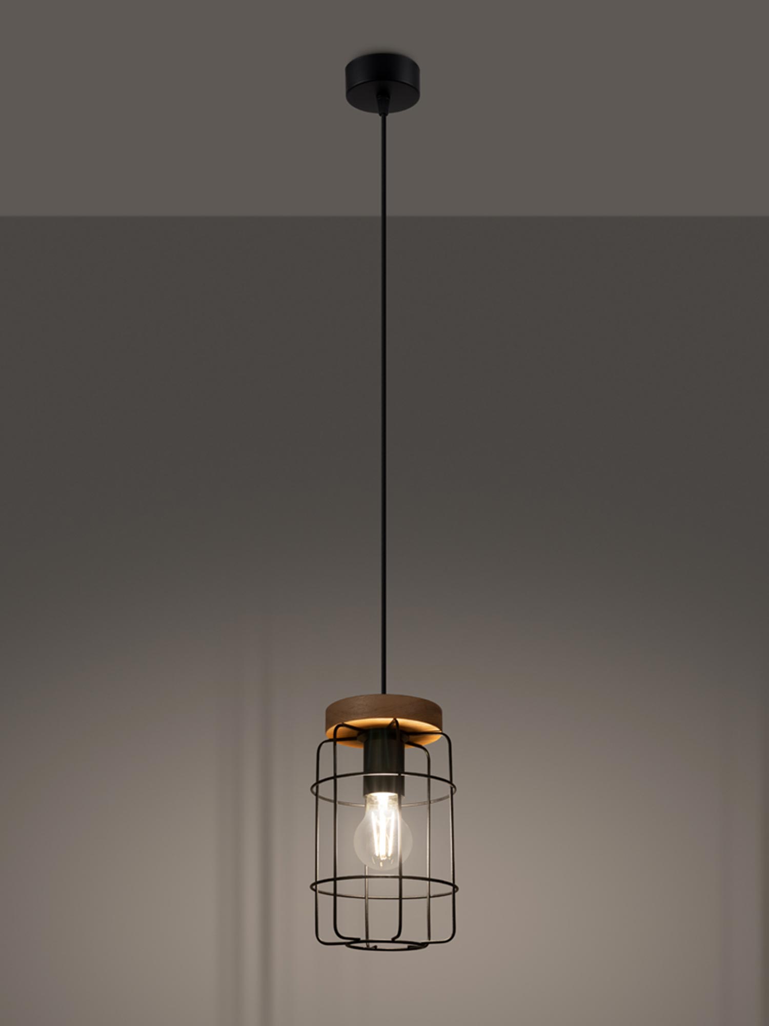 Lampa wisząca z pojedynczym kloszem z siatki stalowej Lampa wisząca z pojedynczym kloszem z siatki stalowej