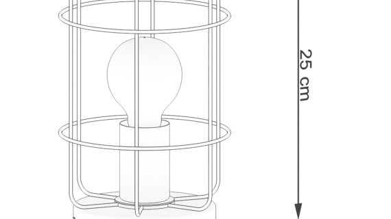 Miniaturka 7 - Rysunek techniczny lampy stołowej z metalowym kloszem