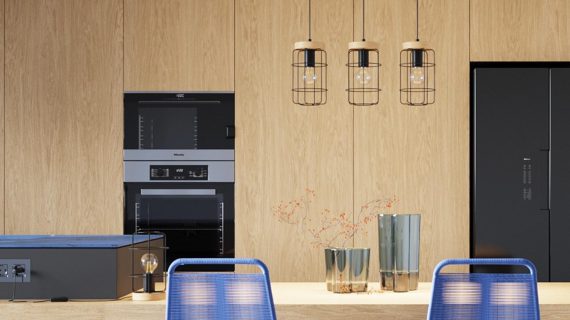 Miniaturka 4 - Aranżacja kuchni z wyspą i trzema lampami w stylu industrialnym