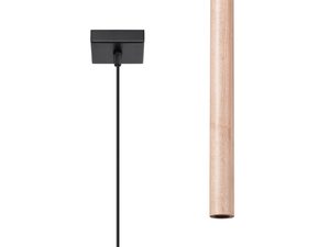 Miniaturka 1 - Drewniany klosz lampy wiszącej z czarnym przewodem