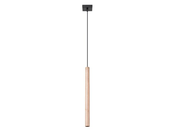 Lampa sufitowa z jednym drewnianym zwisem, styl skandynawski