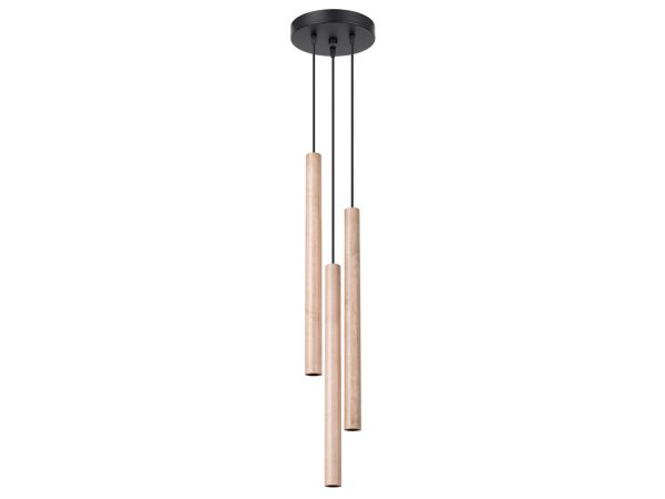 Lampa sufitowa LED z drewnianymi tubami, styl minimalistyczny