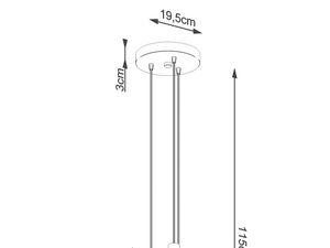 Miniaturka 8 - Rysunek techniczny lampy wiszącej z trzema zwisami