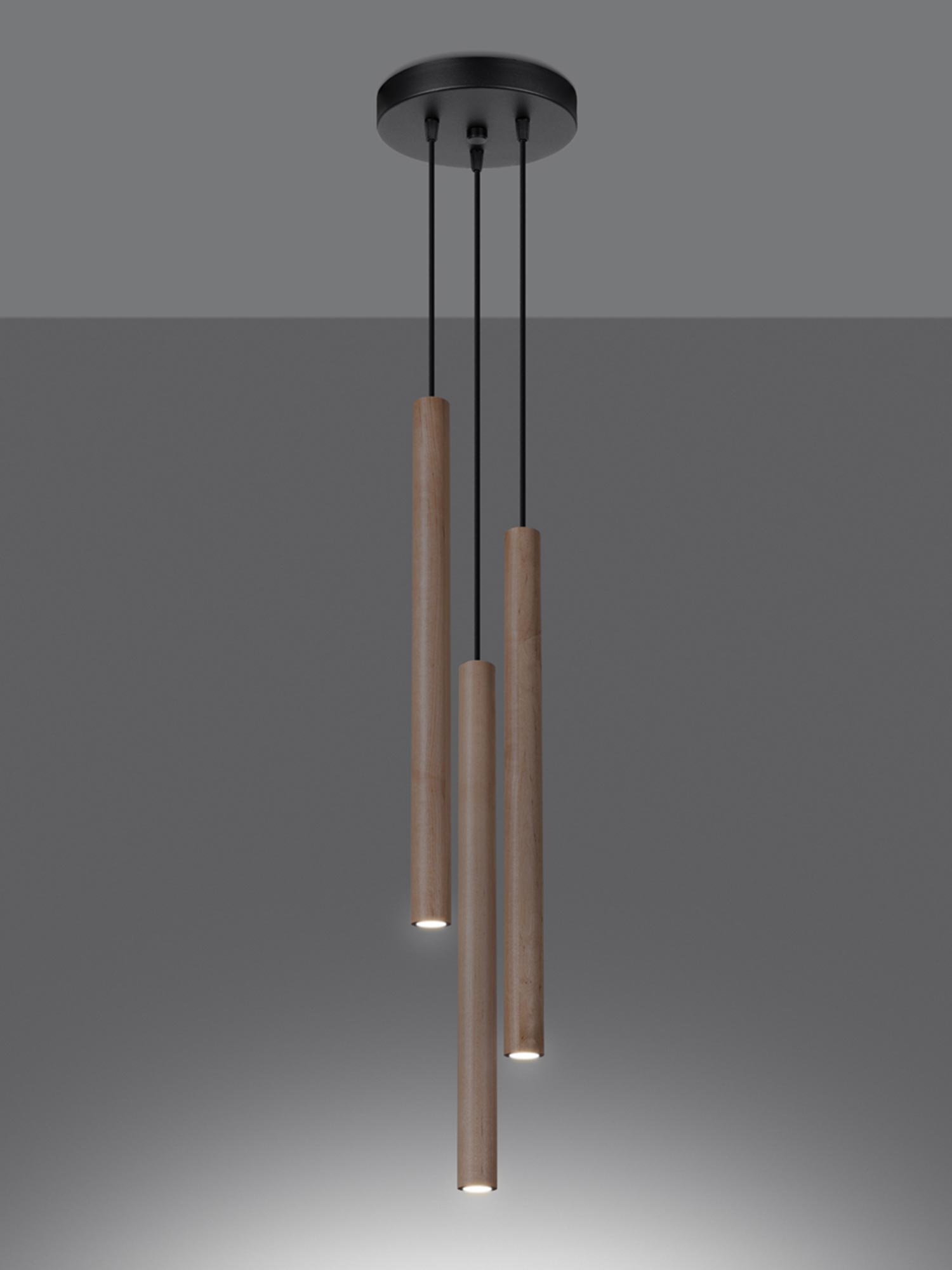 Designerska lampa wisząca z drewnianymi tubami LED, styl loftowy Designerska lampa wisząca z drewnianymi tubami LED, styl loftowy