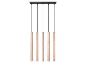Miniatúra 10 - Designerská lampa s drevenými valcami a čiernym stropným rámom