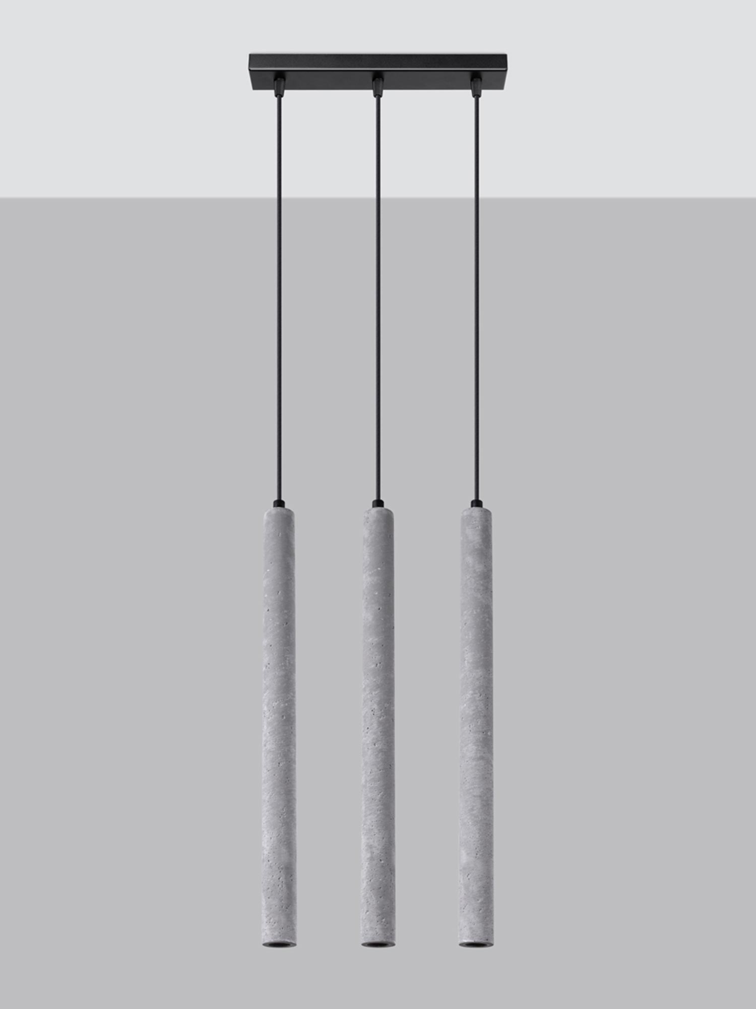Lampa wisząca LED z trzema równoległymi betonowymi tubami Lampa wisząca LED z trzema równoległymi betonowymi tubami