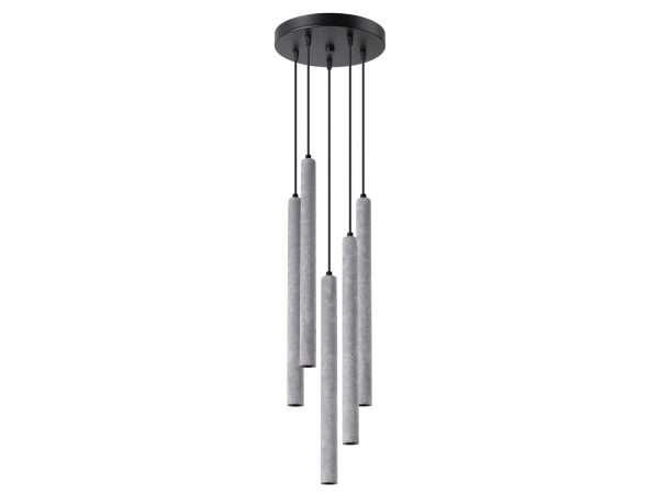 Betonowa lampa wisząca LED z cylindrycznymi zwisami, styl industrialny