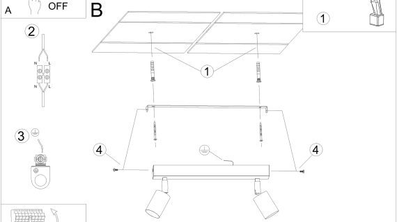 Miniaturka 8 - Schemat montażowy oprawy z dwoma reflektorami LED