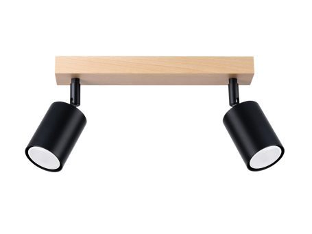 Lampa z reflektorami w stylu skandynawskim z drewnianą bazą