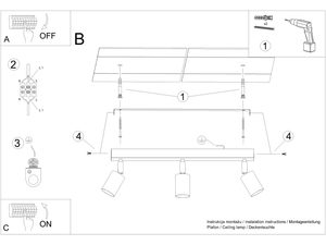 Miniaturka 8 - Rysunek montażowy oświetlenia sufitowego z zaznaczeniem punktów zawieszenia
