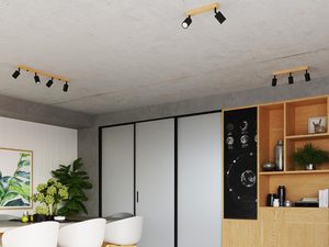 Miniaturka 5 - Nowoczesna kuchnia z czarnymi reflektorami sufitowymi nad stołem