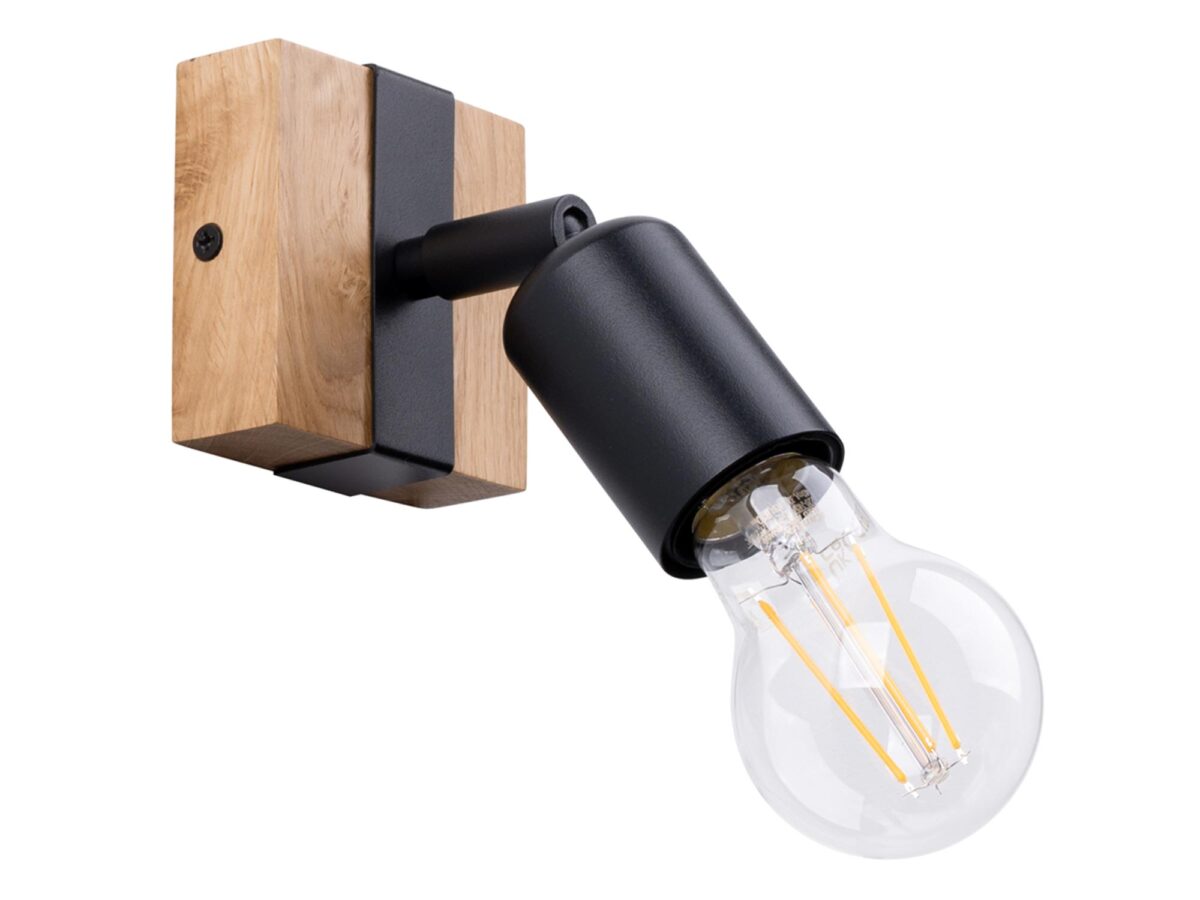 Minimalistische Wandleuchte Stahl Holz schwarz ZARA