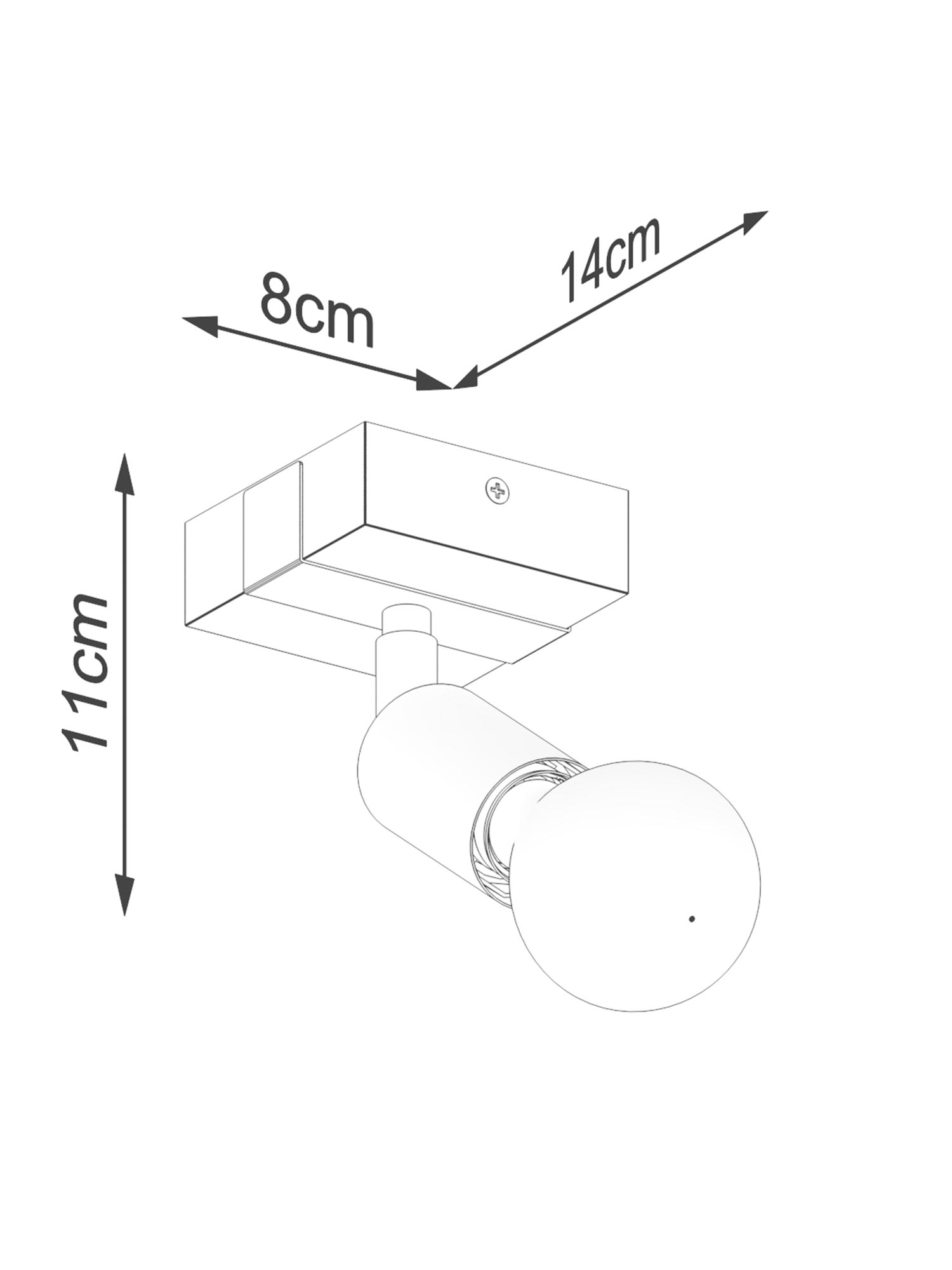 Wymiarowanie oprawy ściennej o szerokości 14 cm i wysokości 11 cm Wymiarowanie oprawy ściennej o szerokości 14 cm i wysokości 11 cm