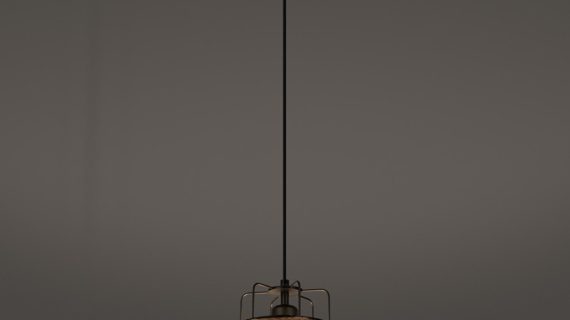 Miniaturka 3 - Lampa wisząca z plecionym kloszem w ciemnym, minimalistycznym wnętrzu