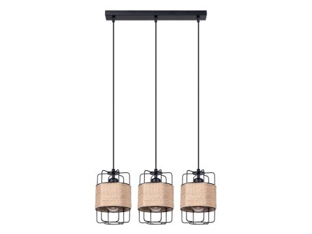 Wizualizacja zawieszenia trzech lamp z abażurami z plecionki