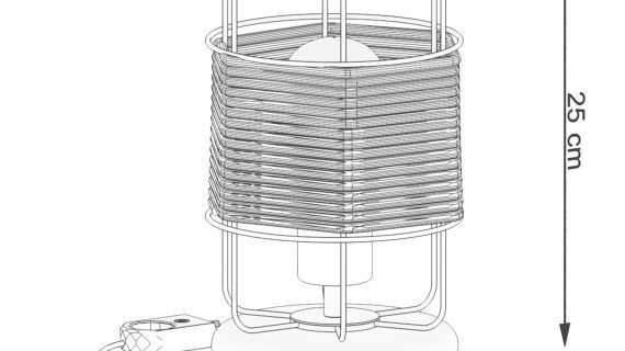 Miniaturka 7 - Rysunek z wymiarami lampy stołowej z wikliny i metalu