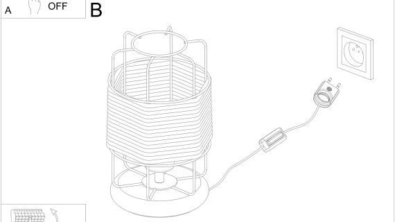 Miniaturka 8 - Schemat techniczny lampy stołowej z plecionym kloszem