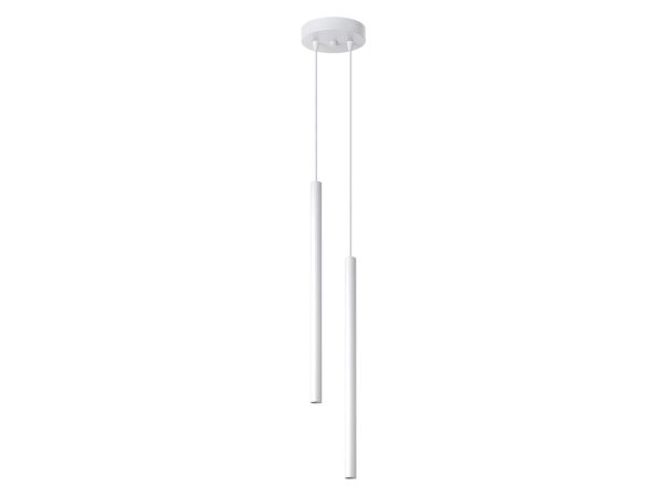 Minimalistyczna lampa LED z białymi cylindrami w układzie pionowym