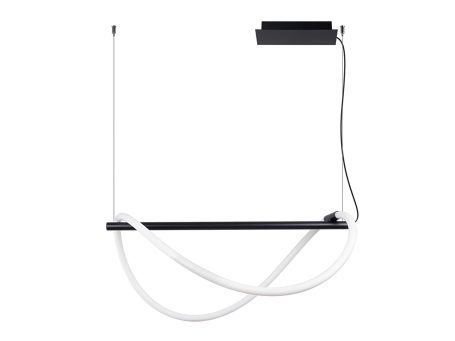 Nowoczesna czarna lampa LED z delikatnym światłem zawieszona w kuchni