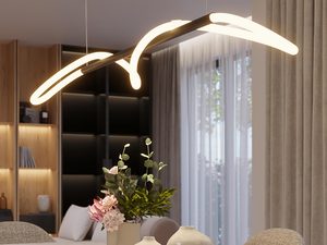Miniaturka 8 - Białe światło LED w designerskiej lampie sufitowej z falującym profilem
