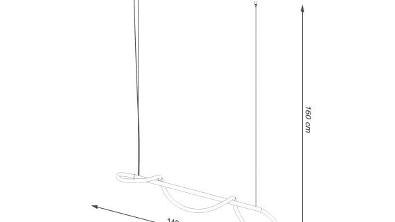Miniaturka 12 - Schemat wymiarów lampy LED z białym przewodem i giętym profilem