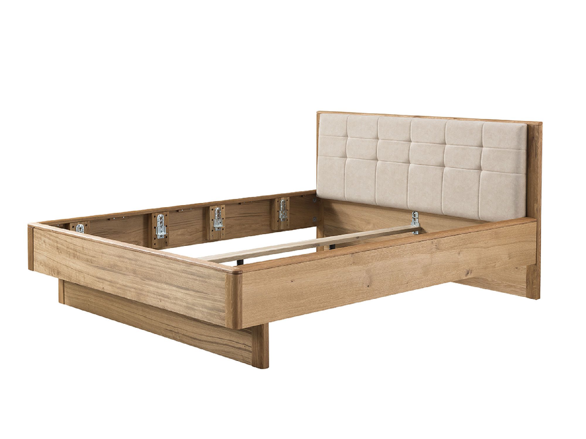 Łóżko z pojemnikiem i zagłówkiem tapicerowanym