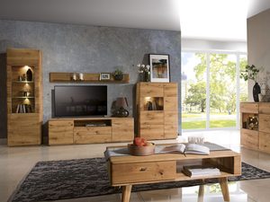 Miniaturka 12 - Meble dębowe Denver salon z witryną i szafką RTV