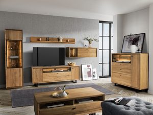 Miniaturka 10 - Drewniany zestaw mebli do salonu z komodą i stolikiem