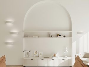 Miniatura 4 - Stylowy bílý nástěnné svítidlo LED v prostorném obývacím pokoji s lukowymi wnekami
