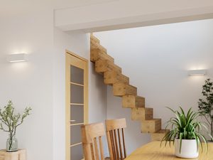 Miniatura 6 - Bílý LED nástěnné svítidlo u schodach v moderním domu