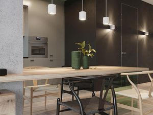 Miniaturka 15 - Stylowa kuchnia z wiszącymi lampami LED w czarnym wykończeniu