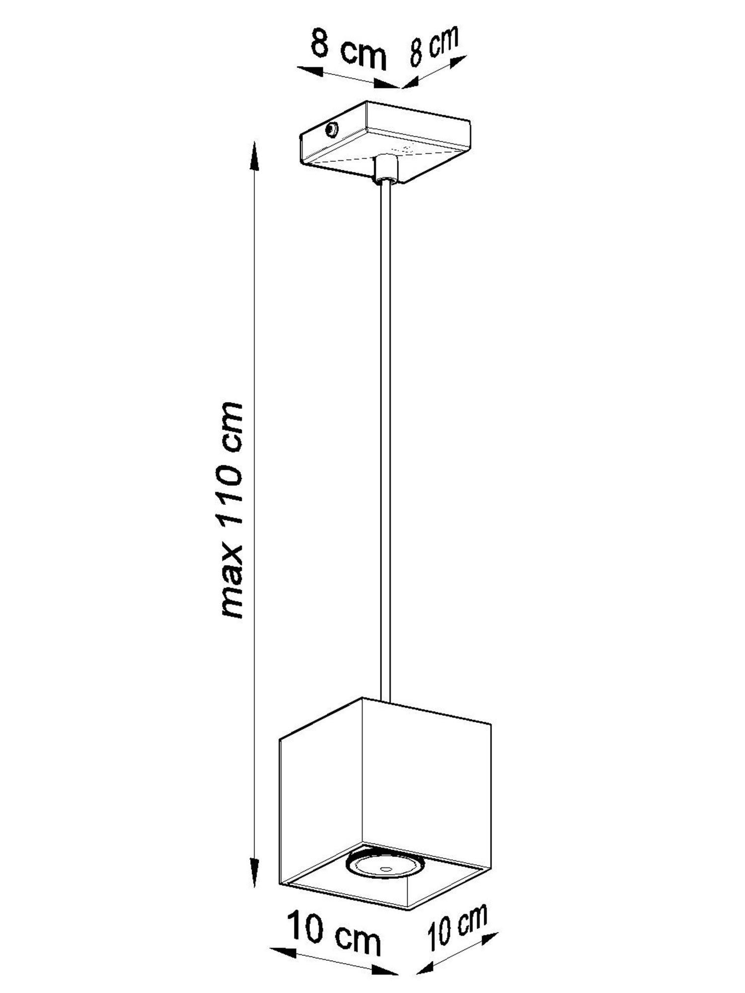 Rysunek techniczny pojedynczej lampy wiszącej LED Rysunek techniczny pojedynczej lampy wiszącej LED