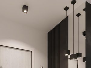 Miniatura 4 - osvětlení závěsné LED nad komodou v předsíně s bílou stěnou