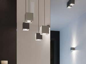 Miniatura 12 - Moderní závěsná lampa LED s bílém stínidlem krychlovém