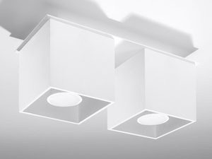 Miniatura 14 - Dvojitá bílá stropní LED lampa z elegantním povrchovou úpravou na bílé stěně