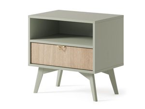 Miniaturka 1 - Szafka nocna z oliwkowym korpusem i frontem z jasnego drewna
