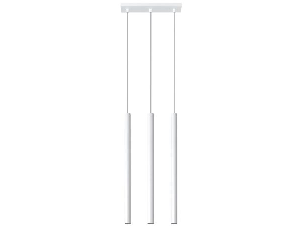 Wizualizacja białych lamp wiszących w minimalistycznym wnętrzu