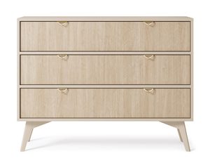 Miniatura 5 - Komoda v barvě naturalnego dubu se třemi zásuvkami a zlatými úchyty