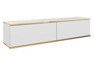 Miniatúra 11 - Biela minimalistická TV skrinka s frézovaním a zlatým akcentom