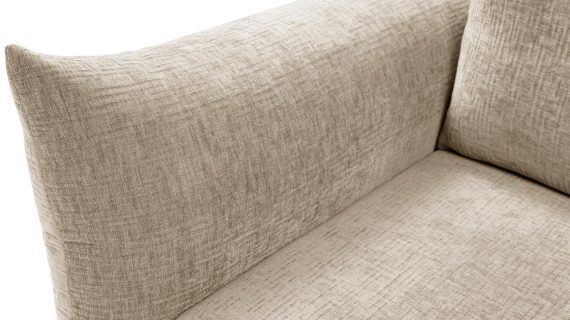 Miniaturka 7 - Beżowa sofa tapicerowana z szerokim siedziskiem i miękkimi poduszkami