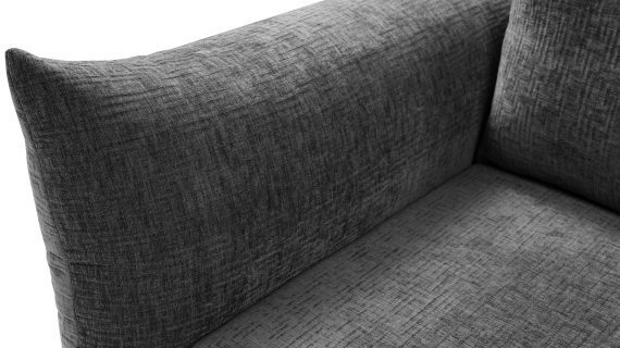 Miniaturka 24 - Antracytowa sofa tapicerowana z szerokim siedziskiem i cienkimi nóżkami