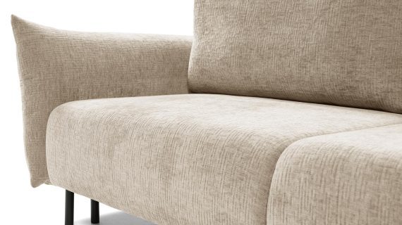 Miniaturka 8 - Beżowa sofa tapicerowana z szerokim siedziskiem i cienkimi nóżkami