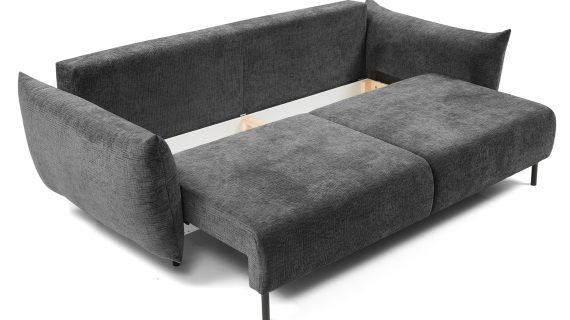 Miniaturka 23 - Antracytowa sofa tapicerowana z dużym schowkiem na pościel